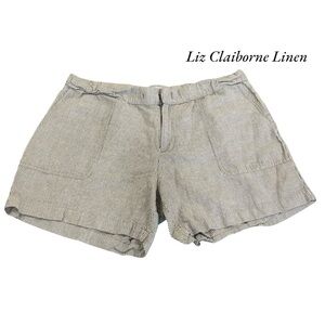 🛍️3/$25 BUNDLE LIZ CLAIBORNE LINEN STRIPED SHORTS FOR WOMEN SIZE MEDIUM